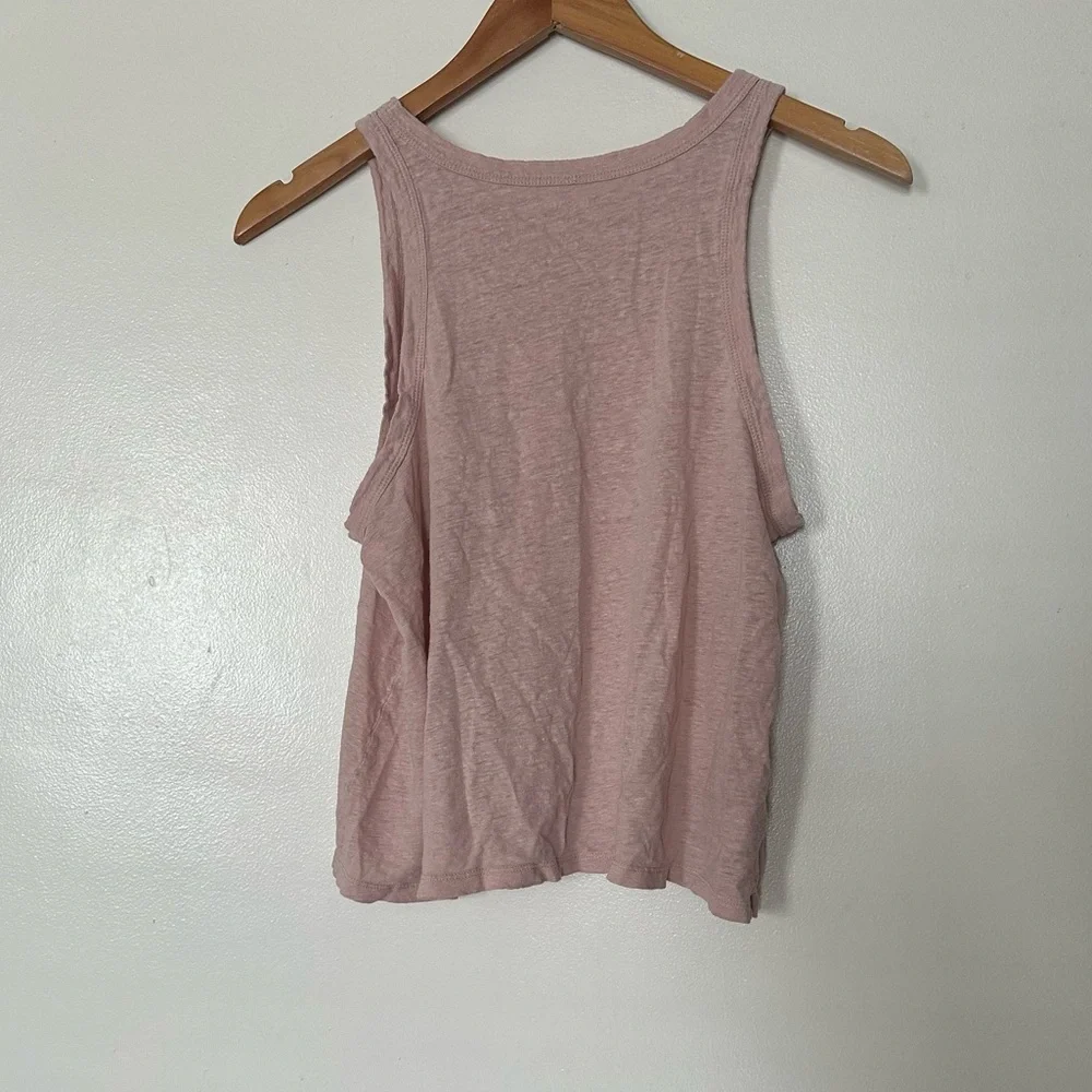Lou & Grey 100% Linen High Neck Tank Top Size Large Breathable Lightweight - Picture 2 of 7